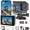 SJCAM SJ6 ULTRA Action Cam 4K Doppio Schermo Touch, Videocamera Subacquea 30M, Sensore 1/2.7 CMOS, 166° Grandangolo, Stabilizzazione EIS 6-Assi, WiFi, 2 Batterie, Kit Accessori Moto