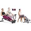 Sunny Health & Fitness Smart Compact Adjustable Rowing Machine, 12 Levels Adjustable Resistance + Magnetic Under Desk Mini Exercise Cycle Bike, Dual Function Pedal Exerciser