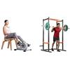 Sunny Health & Fitness Magnetic Under Desk Mini Exercise Cycle Bike, Dual Function Pedal Exerciser + Power Zone Strength Rack Power Cage - 455 KG Weight Capacity - SF-XF9925