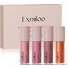 Exmiloo Set Rossetti Mini, 4 Colori - Tinta Labbra Matte & Gloss, Rossetto Liquido Leggero ad Alta Pigmentazione, Lunga Durata, Set Make Up Viaggio, Vegano e Cruelty Free (Nude Essentials)