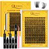 QUEWEL Kit-Extension-Ciglia Faux Cils Quewel, 144 Lash-Clusters Sottili Con Ciglia-Finte-Ciuffetti E Sistema Di Applicazione, Ciocche A Forma Di C, lash cluster Naturale (DJ-FD-B)