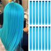 Beamely 16 pezzi di extension a clip, ciocche di capelli blu per feste, lisci e lunghi, accessori per capelli arcobaleno per donne, ragazze e bambini, 55 cm