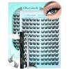 Obeyalash Kit Extension Ciglia Fox Eye 120PCS, Ciglia a Ciuffetti Curvatura C con Lash Bond & Seal e Pinzette, Lunga Tenuta, DIY Effetto Cat Eye Lashes Cluster (M1-KIT)