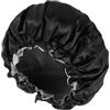 Abeillo Cuffia da uomo in raso, a doppio strato, impermeabile, con coulisse, regolabile, riutilizzabile, per capelli ricci, colore nero