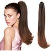 Silk-co Coda Extension Capelli Lisci Cavallo Finta con Pinza Marrone Medio/Castano Rossiccio Chiaro Ponytail Punte Ondulate 50cm 110g