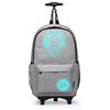 KONO Zaino Trolley per Bambini, Zaino Scuola Elementare con Ruote e Manico Telescopico, Motivo Luminoso al Buio, Bagaglio a Mano per Scuola e Viaggi, Grigio