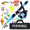Calenxy Set da pesca per bambini, blu, 1,8 m, set di canna da pesca per bambini, con mulinello da pesca ed esca, in fibra di carbonio, accessorio per bambini dai 3 ai 10 anni, ragazzi e ragazze