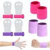 Scettar Set di Polsini da Ginnastica, 2 Paia Manopole Paracalli per Ginnastica Artistica Bambina, Falcon Grip Pad per Cross Training per Ragazzi e Ragazze, con 4 Polsini Palestra (Rosa, Viola)