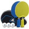 JOOLA Set De Ping Pong Vivid Outdoor, 2 Racchetta 3 Pale 1 Borsa Portable Da Tennis Tavolo, Lime Blu, 6 pz