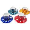 Bialetti Set 4 Tazzine Bicchierini da Caffè e Piattini Abbinati Colorate Design con Orsetti Joyful Memories in Ceramica 70ml Lavabili