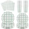 NatNarr Servizio da tavola per feste, 96 pezzi, piatti di carta ondulati verdi, piatti di carta a forma di ventaglio, tovaglioli per compleanni, baby shower, matrimoni, tea party, picnic