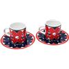 Bialetti Set 2 Tazzine Bicchierini da Caffè e Piattini Abbinati Design con Orsetti Joyful Memories in Ceramica 70ml Lavabili