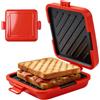 Leikurvo Sandwich Maker e Waffle, Tostapane per Forno a Microonde, Antiaderente, Pannelli Sandwich Senza Fili, Rosso