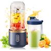 KUWUNG Frullatore portatile, 400 ml, portatile, con bicchiere di ricambio, ricaricabile, USB, frullatore per frullati da go, piccolo con 6 lame, mini frullatore per frappè, succhi, frullati (blu)