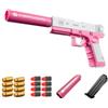 WANGHONGGOGO Pistole giocattolo, pistole giocattolo in schiuma pistole giocattolo a bolle morbide con caricatori palline morbide e bossoli regali di compleanno e di Natale adatti dai 14 anni in su (rosa e bianco)