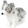 capybaraflying Simpatico peluche simulato di Border Collie meteoritico,28cm/11in realistico peluche di Border Collie, decorazione da camera da letto per adolescenti grigio