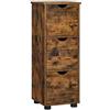 VASAGLE Mobile da bagno, armadio a 3 cassetti, armadio a 3 livelli, 30 x 30 x 80 cm, per bagno, soggiorno, camera da letto, cucina, marrone, rustico, BBK150 x 01