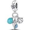 TINSLO Bead Charm Ciondolo Argento Sterling 925 con Cubic Zirconia Pendenti per Pandora Braccialetti, Compatibile con Braccialetti e Collane europei