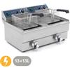 Friggitrice elettrica professionale - 2 vasche - con rubinetto - 13+13L