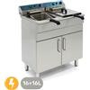 Friggitrice elettrica professionale da terra - 2 vasche - con rubinetto - 16+16L - 5000+5000W