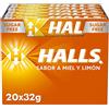 Halls Miele e Limone - Caramello duro - Scatola con 20 bastoncini da 32 g