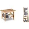 Relaxdays Sgabello, Mobiletto da Bagno in bambù, Ripiano, Alzatina, Pouf, in Legno, HxLxP: 45 x 66 x 40 cm, Naturale, bambú, 1 pz & 10020290 Porta Asciugamani/Salviette da Terra