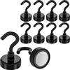 POPPSTAR 10 ganci magnetici al neodimio (magneti con forza di tenuta 12kg, diametro 20mm) ganci neri con calamita