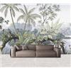 MWSSEGGE Carta da parati con alberi tropicali panoramici 3D foresta tropicale tropicale cocco carta da parati lago pianta da parete soggiorno camera da letto casa decorazione interna (350x256 cm)
