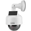 O&W Security DomeTelecamera di sorveglianza professionale a energia solare finta per esterni, con obiettivo e luce LED rossa