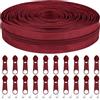 DOITEM Chiusura lampo infinita con cerniera, 3 mm, 5 mm, 9 m, in nylon, al metro e cerniera in metallo, per vestiti, borse, biancheria da letto, bianco crema (rosso bordeaux, #5)