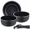 BERGNER- Set 4 pezzi casseruola in alluminio stampato con manico staccabile e punto di calore, rivestimento ILAG Essential, antracite, compatibile con l'induzione
