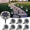 LOTMOS Luci Solari da Giardino Sepolta, 8 Pezzi Faretti Solari a Led da Esterno IP68 Impermeabile, 8 LED Lampade Luce Solare da Terra Decorazione per Prato Cortile Vialetto Paesaggio, Bianco Freddo