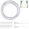 EXIN DECHEN 6m Filo per Tende, Filo Acciaio per Tende, Bianco Filo per Tenda, Corda per Tende con 8 Ganci e 8 Occhielli, Corde per Tende, Filo in Voile Accessori per Tende, Tende a Filo Cavo per Tende