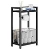 IBUYKE Portarotolo da bagno autoportante con ripiano portaoggetti, porta carta igienica con spazio extra per rotoli, riviste, salviettine umidificate Nero TLJ020B