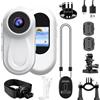 OBEST Body Cam 1080P Full HD Bianca, Telecamera Visione Notturna Infrarossi, Schermo 0.96 Integrato, 35g Ultra Leggera, Attacco Magnetico, per Vita Quotidiana Viaggi Animali Domestici