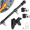 DBREAKS 1.5M Kit Asta Bandiera Alluminio, 4 Sezioni Asta per Bandiera, Nero | Set Pennone per Bandiera con Anello Rotanti, Asta per Bandiera per Montaggio a Parete Regolabile, per Giardino di Casa