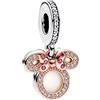 HAEPIAR Mouse Silhouette Double Ciondolo con in Argento Sterling 925 Charm Bead con Pendente con Compatibile con Europei Bracciale Collane da Donna