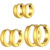Richsteel Orecchini Uomo Donna 3Pz Set Orecchini Acciaio Inossidabile Orecchini Cerchio Oro Diametro 7/9/12/14/16mm Impermeabile Ipoallergenico Regalo Compleanno