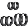Richsteel Orecchini Uomo Donna 3Pz Set Orecchini Acciaio Inossidabile Orecchini Cerchio Nero Diametro 7/9/12/14/16mm Impermeabile Ipoallergenico Regalo Compleanno