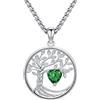 Eusense Ciondolo Albero della Vita con Cuore e Smeraldo Collana Albero Della Vita Cristallo Collana Gioiello per Donna, Regalo per la Moglie, la Miglia e la Mamma