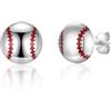 DEKALN Orecchini a perno in argento per ragazze, a forma di calcio, baseball, basket, pallavolo, regalo di Natale, compleanno, laurea, per donne, adolescenti, ragazze e ragazzi, 10 mm, Argento, Nessuna