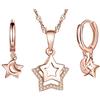 Yumilok Collana da donna in argento sterling 925, con ciondolo a forma di stella, luna, zirconi, set di gioielli in oro rosa per donne e ragazze