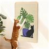 FUKUMARU Tappetino Tiragraffi per Gatti in Sisal Naturale, 60 X 40 cm, Tappetino per Gatti da Interno, Tiragraffi Orizzontali, da Parete, con Nastri Adesivi, Protezione per Mobili (Monstera)
