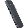 RAPOO Adattatore multiplo USB-C 7-in-2 di Rapoo, grigio