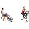 Sunny Health & Fitness Magnetic Under Desk Mini Exercise Cycle Bike, Dual Function Pedal Exerciser + Row-N-Ride™ PRO Squat Assist Trainer, Rowing Machine w/Digital Monitor & Resistance Bands