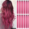 Beamely 16 extension per capelli con clip colorate per capelli lisci e lunghi, sintetici, resistenti al calore, per feste, accessori per capelli per ragazze (55,9 cm) (rosa)