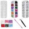 AYNKH 5200 strass per unghie, gemme piatte per unghie, gioielli per unghie in 6 misure diverse, piccoli fiori multicolore, clip, strass per raccogliere penne, unghie, vestiti, viso, fatti a mano