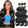 Tuheerst 30 32 34 Inch Human Hair Bundles Double Drown Extension Capelli 1B Natural Black Body Wave Hair Extensions Unprocessed Brazilian Virgin Remy Extension 50g/Bundle Total 150g
