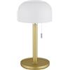 Globo lighting Lampada da tavolo Norman a batteria in bambù oro e policarbonato bianco opaco 21016M/40