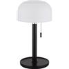 Globo lighting Lampada da tavolo Norman a batteria in bambù nero e policarbonato bianco opaco 21016S/40